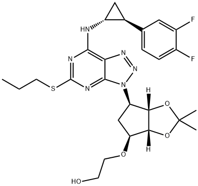 2 [[(3aS, 4R, 6S, 6aR) - 4 [7 [[(1R, 2S) - (3,4-Difluorophenyl) cyclopropyl 2] αμινο] - 5 (propylthio) - 1,2,3] triazolo 3H- [[4,5-δ] pyrimidin-3] - δομή αιθανόλης [1,3] dioxol-6] 2,2-διμεθυλικός-tetrahydro-3aH-cyclopenta [δ] oxy]