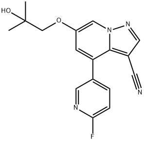Pyrazolo [1,5-α] pyridine-3-carbonitrile, 4 (6-fluoro-3-pyridinyl) - 6 (2-υδροξύ-2-methylpropoxy) - δομή