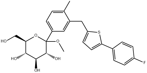 Δ-Glucopyranoside, μεθυλικό 1-γ [3 [[5 (4-fluorophenyl) - 2-thienyl] μεθύλιο] - 4-Methylphenyl] - δομή