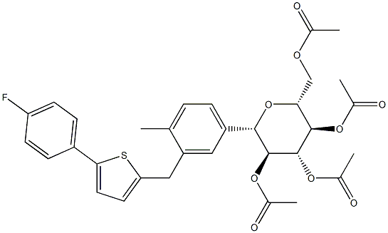 Δ-Glucitol, 1,5 anhydro-1-γ [3 [[5 (4-fluorophenyl) - 2-thienyl] μεθύλιο] -] -, tetraacetate, (1S) - (9CI) δομή 4-Methylphenyl