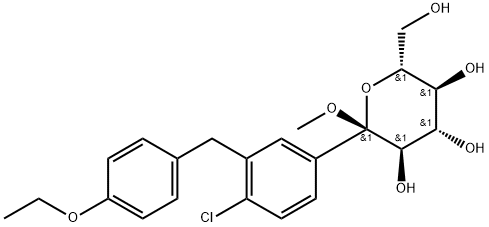 (2S, 3R, 4S, 5S, 6R) - 2 ((4-ethoxybenzyl) φαινύλιο 4-χλωρο-3) - 6 (hydroxyMethyl) - δομή 2-Methoxytetrahydro-2H-pyran-3,4,5-triol