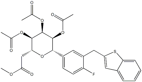 Δ-Glucitol, 1,5 anhydro-1-γ [3 (βενζο [thien-2-ylMethyl β]) - 4-fluorophenyl] -, tetraacetate 2,3,4,6, (1S) - δομή
